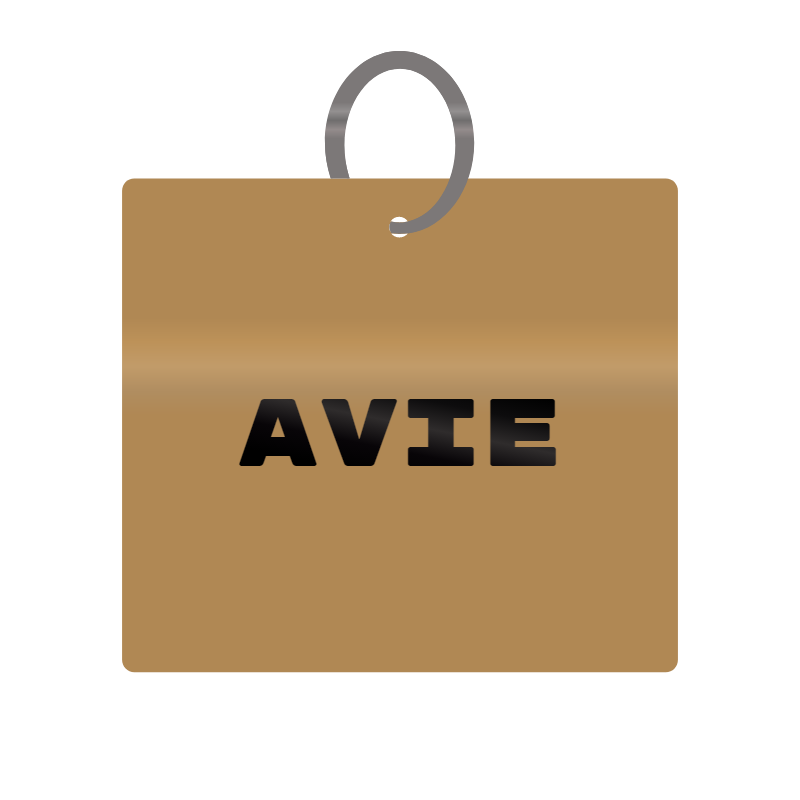 Avie Engraved on Keychain in MDF 4cm x 4cm x 3mm