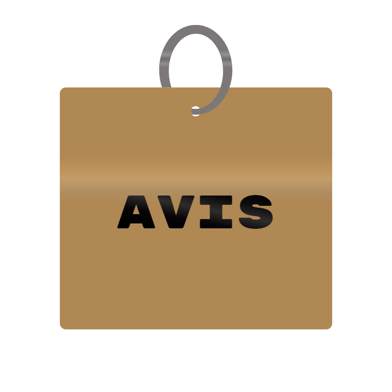 Avis Engraved on Keychain in MDF 4cm x 4cm x 3mm