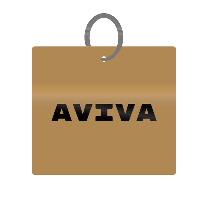 Aviva Engraved on Keychain in MDF 4cm x 4cm x 3mm