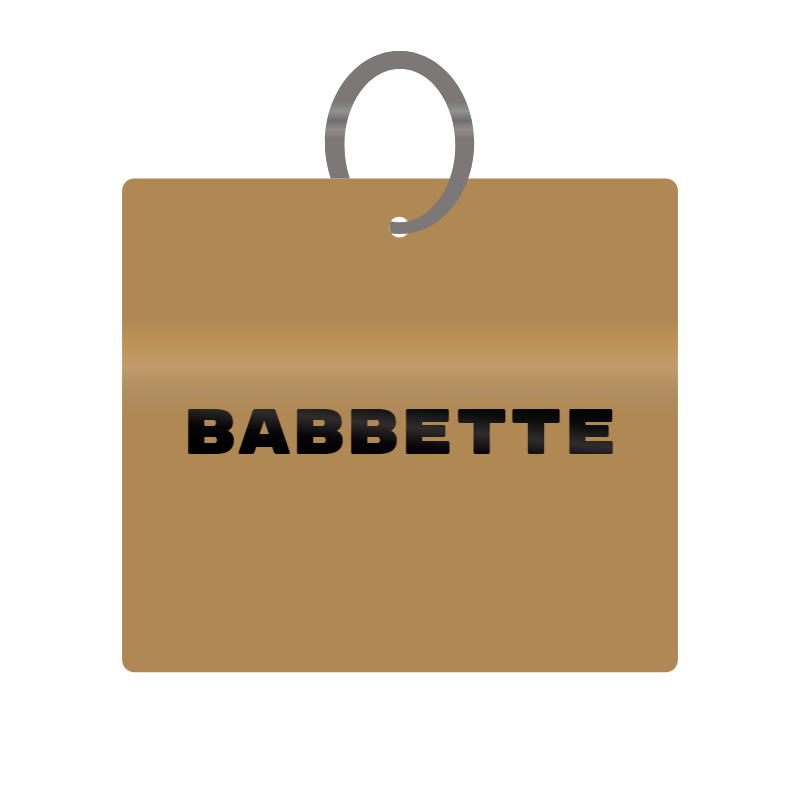 Babbette Engraved on Keychain in MDF 4cm x 4cm x 3mm