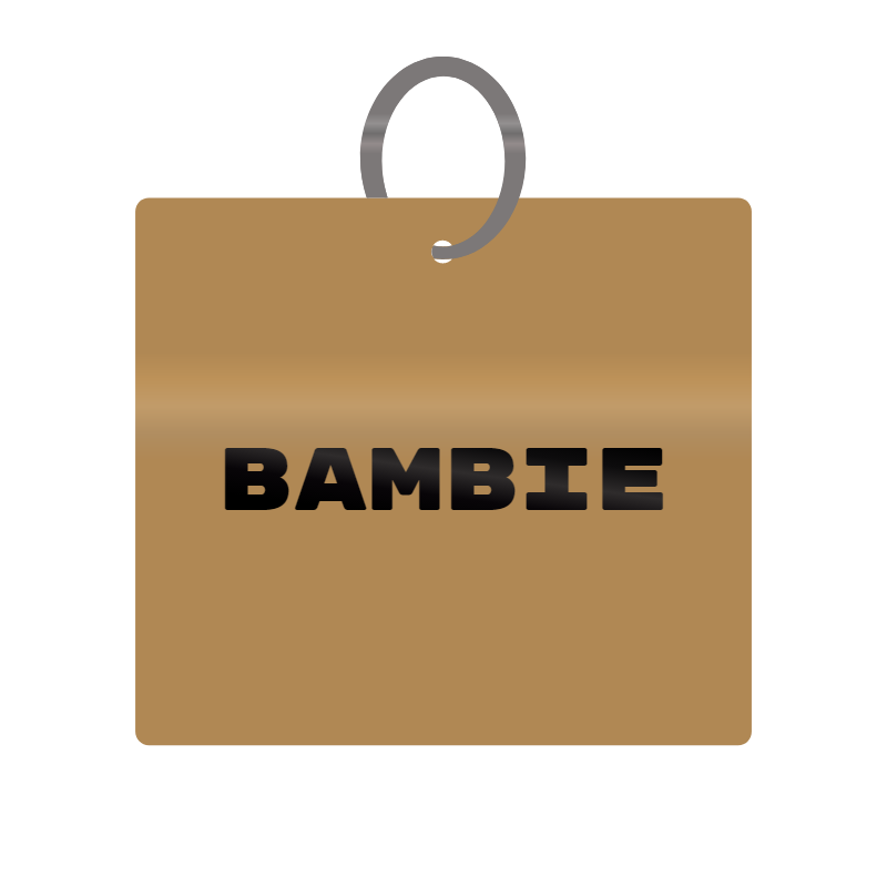 Bambie Engraved on Keychain in MDF 4cm x 4cm x 3mm