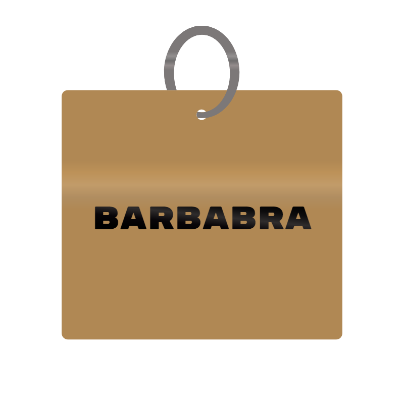 Barbabra Engraved on Keychain in MDF 4cm x 4cm x 3mm