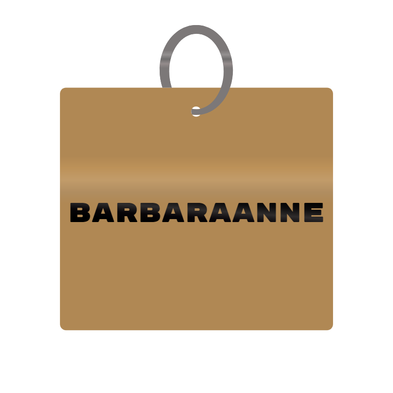 Barbaraanne Engraved on Keychain in MDF 4cm x 4cm x 3mm