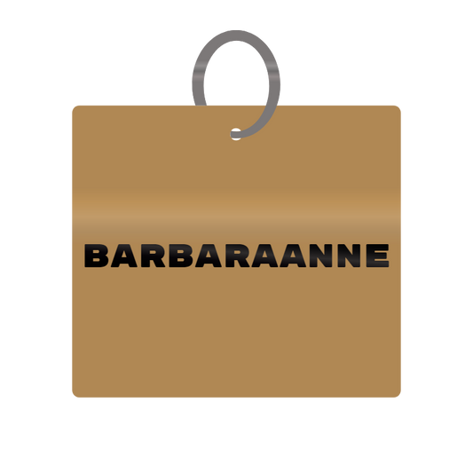 Barbaraanne Engraved on Keychain in MDF 4cm x 4cm x 3mm