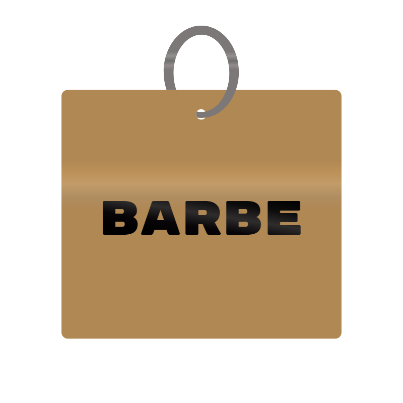 Barbe Engraved on Keychain in MDF 4cm x 4cm x 3mm