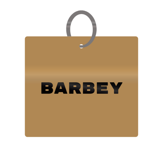 Barbey Engraved on Keychain in MDF 4cm x 4cm x 3mm