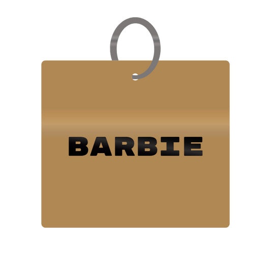 Barbie Engraved on Keychain in MDF 4cm x 4cm x 3mm