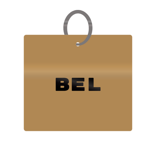 Bel Engraved on Keychain in MDF 4cm x 4cm x 3mm