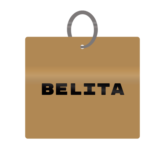 Belita Engraved on Keychain in MDF 4cm x 4cm x 3mm