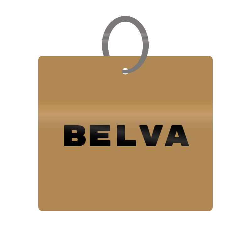 Belva Engraved on Keychain in MDF 4cm x 4cm x 3mm