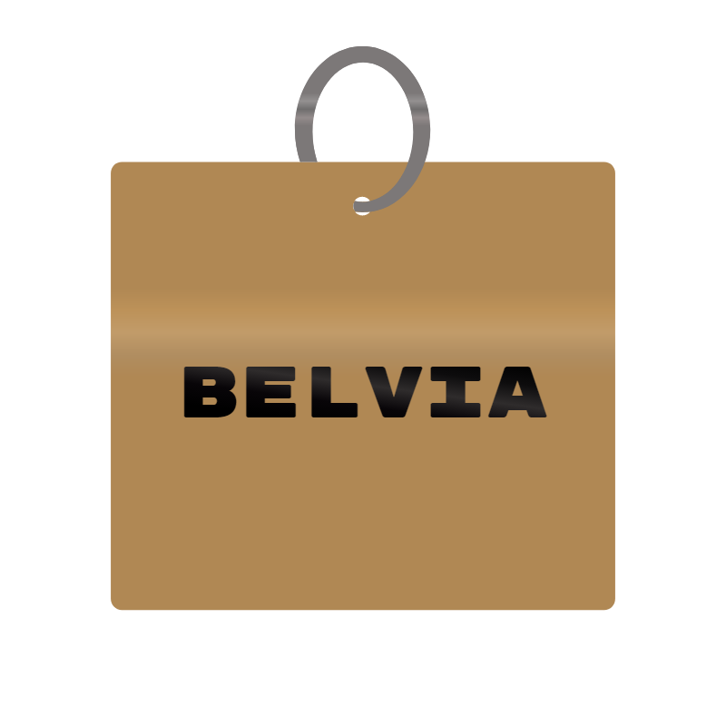 Belvia Engraved on Keychain in MDF 4cm x 4cm x 3mm