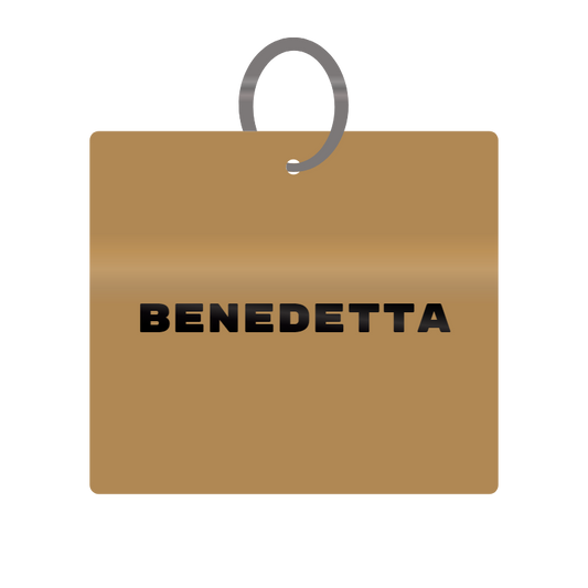 Benedetta Engraved on Keychain in MDF 4cm x 4cm x 3mm