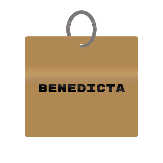 Benedicta Engraved on Keychain in MDF 4cm x 4cm x 3mm