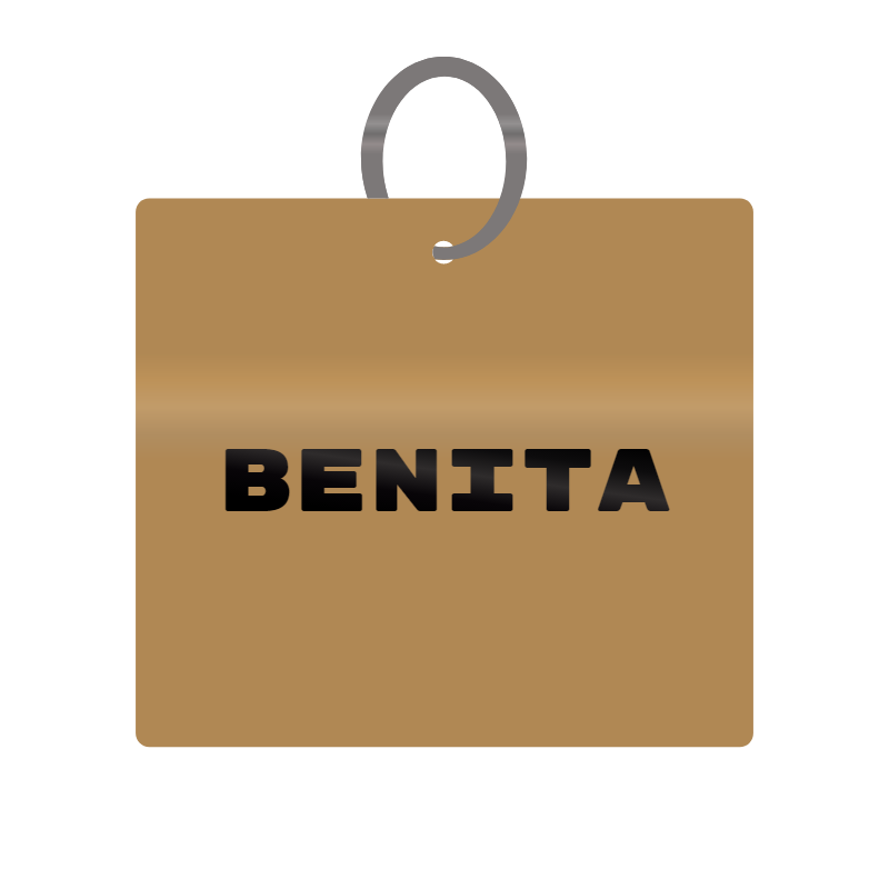 Benita Engraved on Keychain in MDF 4cm x 4cm x 3mm