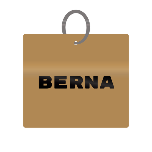 Berna Engraved on Keychain in MDF 4cm x 4cm x 3mm