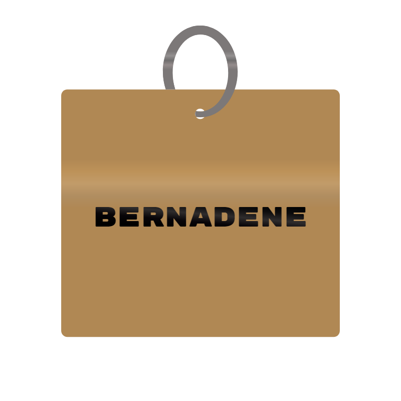 Bernadene Engraved on Keychain in MDF 4cm x 4cm x 3mm