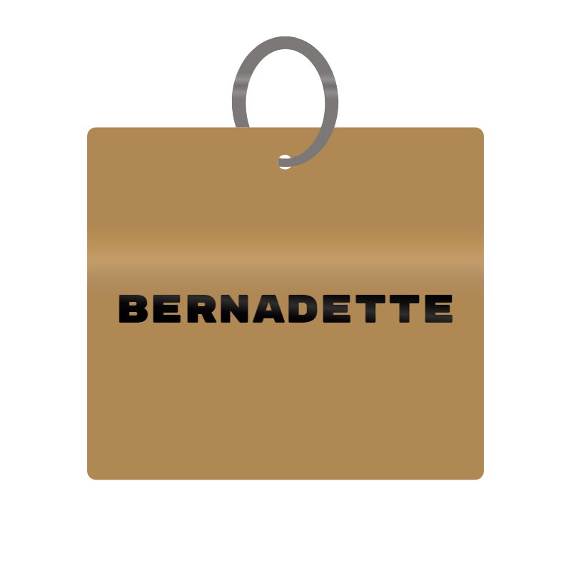 Bernadette Engraved on Keychain in MDF 4cm x 4cm x 3mm