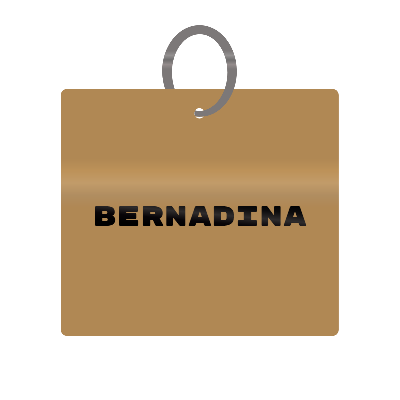 Bernadina Engraved on Keychain in MDF 4cm x 4cm x 3mm