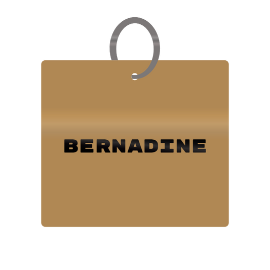 Bernadine Engraved on Keychain in MDF 4cm x 4cm x 3mm