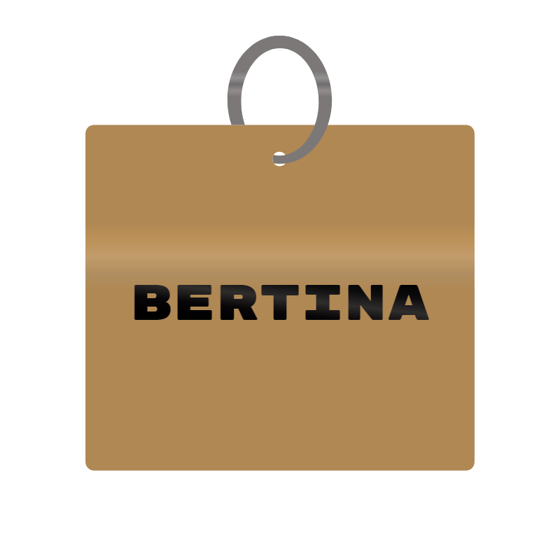 Bertina Engraved on Keychain in MDF 4cm x 4cm x 3mm