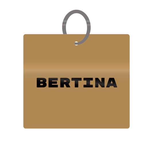 Bertina Engraved on Keychain in MDF 4cm x 4cm x 3mm