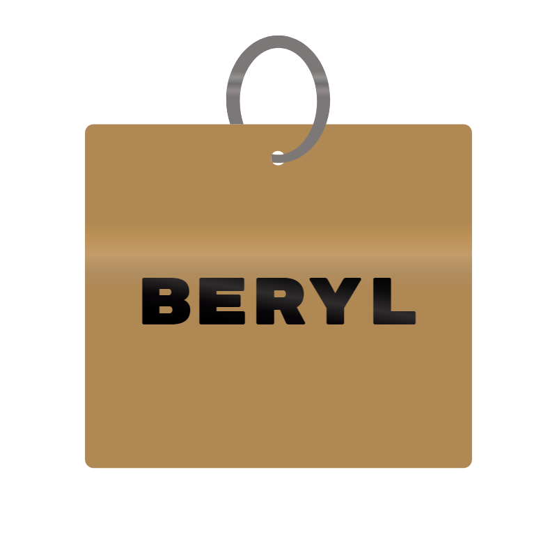 Beryl Engraved on Keychain in MDF 4cm x 4cm x 3mm