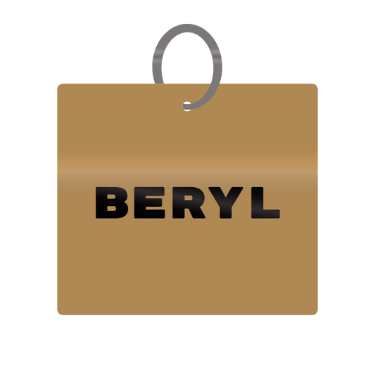 Beryl Engraved on Keychain in MDF 4cm x 4cm x 3mm