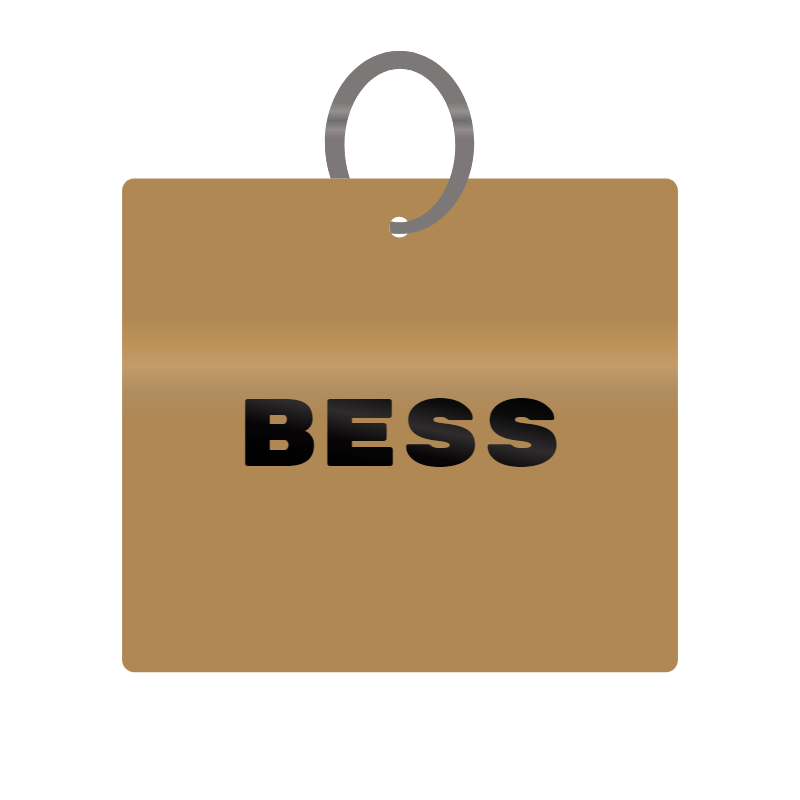 Bess Engraved on Keychain in MDF 4cm x 4cm x 3mm