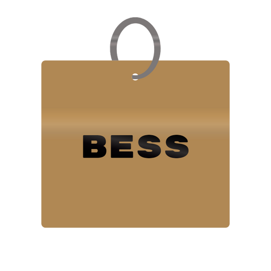 Bess Engraved on Keychain in MDF 4cm x 4cm x 3mm