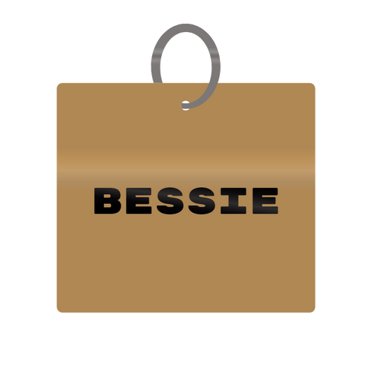 Bessie Engraved on Keychain in MDF 4cm x 4cm x 3mm