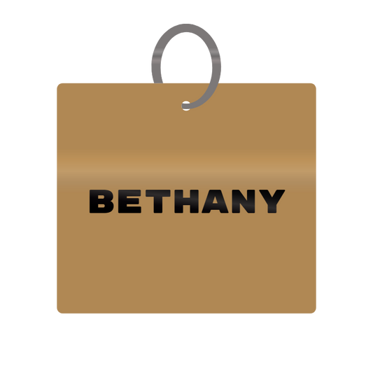 Bethany Engraved on Keychain in MDF 4cm x 4cm x 3mm