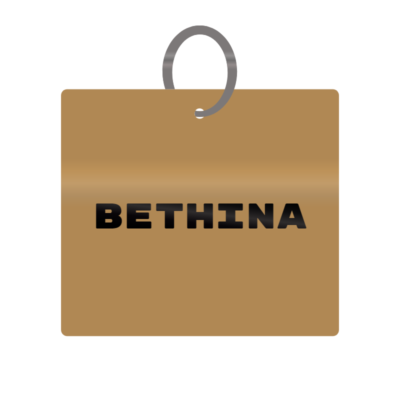 Bethina Engraved on Keychain in MDF 4cm x 4cm x 3mm