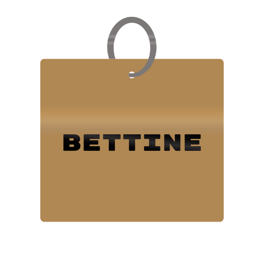 Bettine Engraved on Keychain in MDF 4cm x 4cm x 3mm