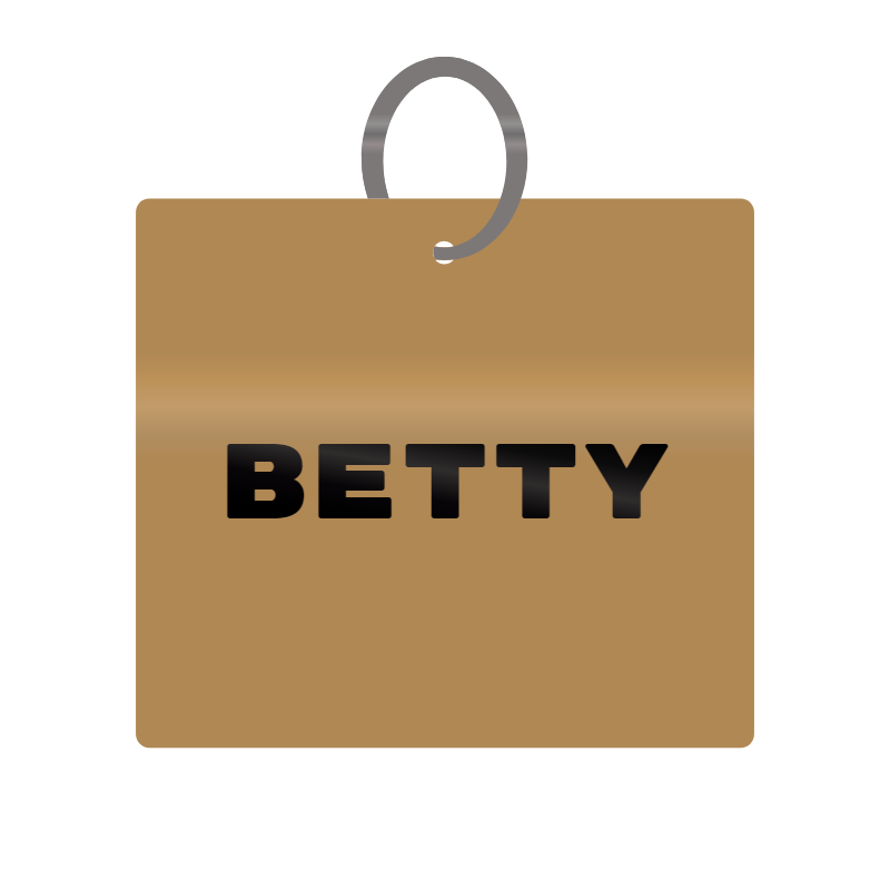 Betty Engraved on Keychain in MDF 4cm x 4cm x 3mm