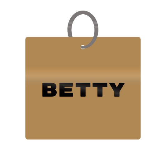 Betty Engraved on Keychain in MDF 4cm x 4cm x 3mm