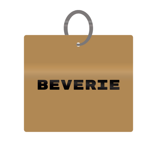 Beverie Engraved on Keychain in MDF 4cm x 4cm x 3mm