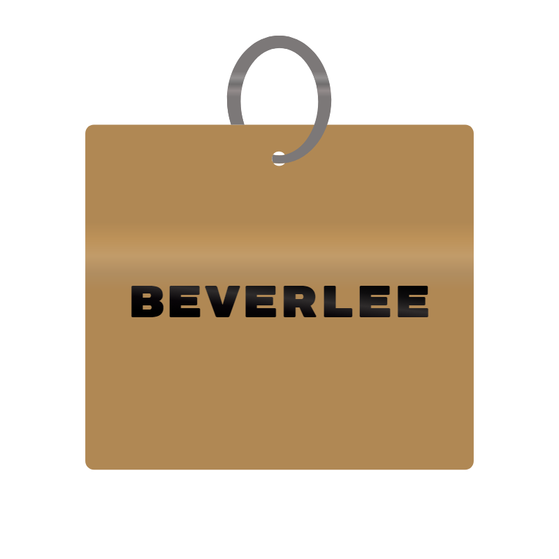 Beverlee Engraved on Keychain in MDF 4cm x 4cm x 3mm