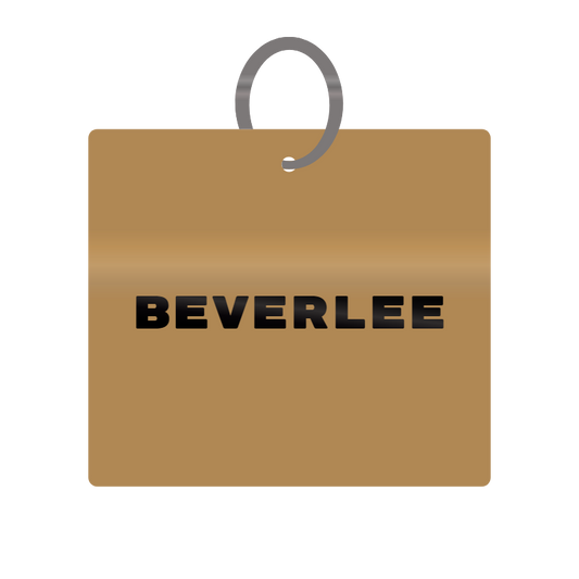 Beverlee Engraved on Keychain in MDF 4cm x 4cm x 3mm