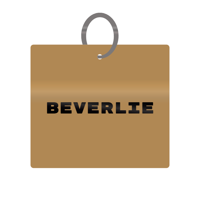 Beverlie Engraved on Keychain in MDF 4cm x 4cm x 3mm