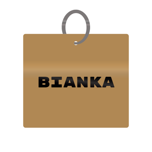 Bianka Engraved on Keychain in MDF 4cm x 4cm x 3mm