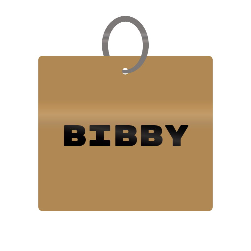 Bibby Engraved on Keychain in MDF 4cm x 4cm x 3mm