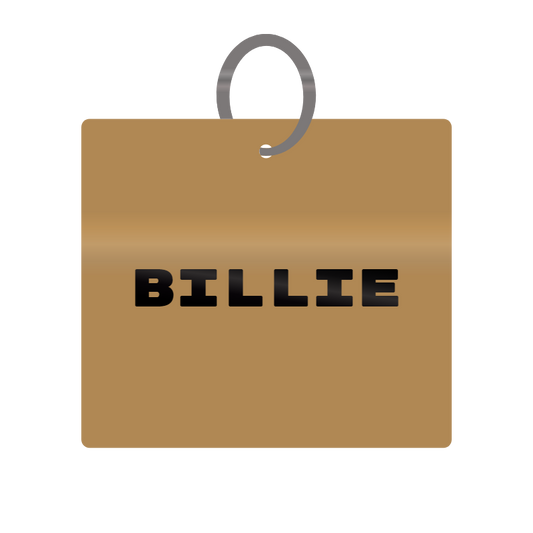 Billie Engraved on Keychain in MDF 4cm x 4cm x 3mm