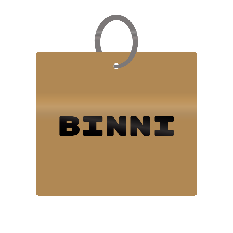 Binni Engraved on Keychain in MDF 4cm x 4cm x 3mm