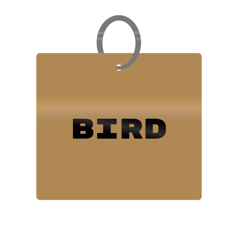 Bird Engraved on Keychain in MDF 4cm x 4cm x 3mm