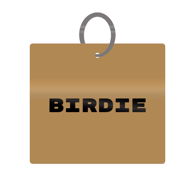 Birdie Engraved on Keychain in MDF 4cm x 4cm x 3mm