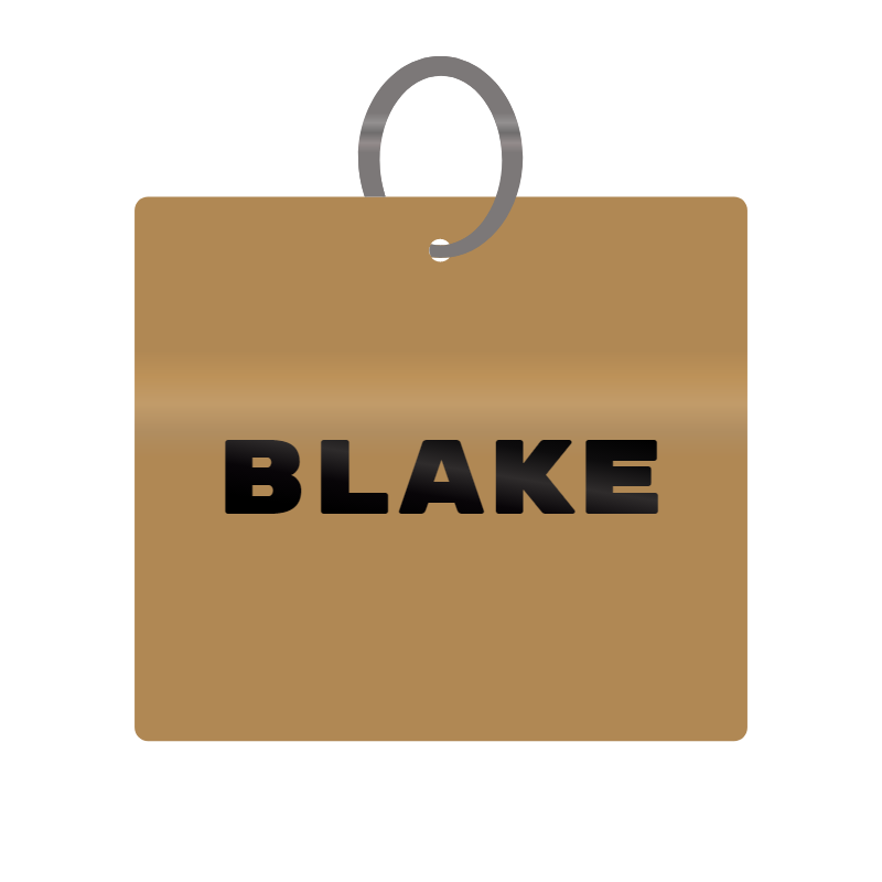 Blake Engraved on Keychain in MDF 4cm x 4cm x 3mm