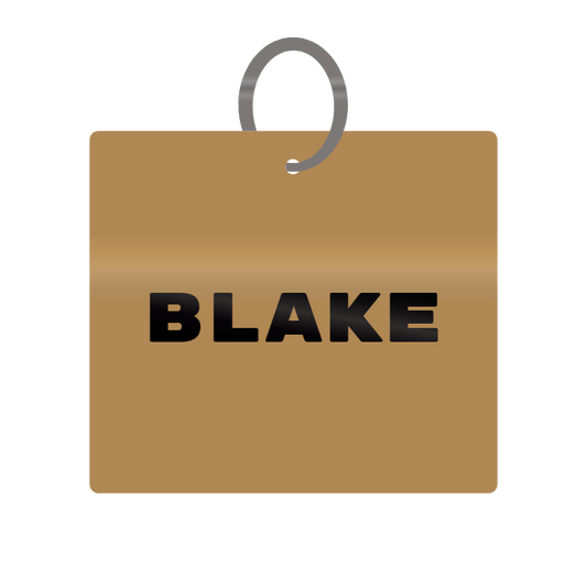 Blake Engraved on Keychain in MDF 4cm x 4cm x 3mm