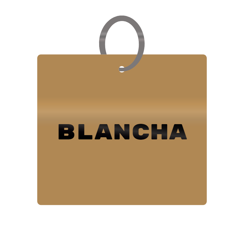 Blancha Engraved on Keychain in MDF 4cm x 4cm x 3mm