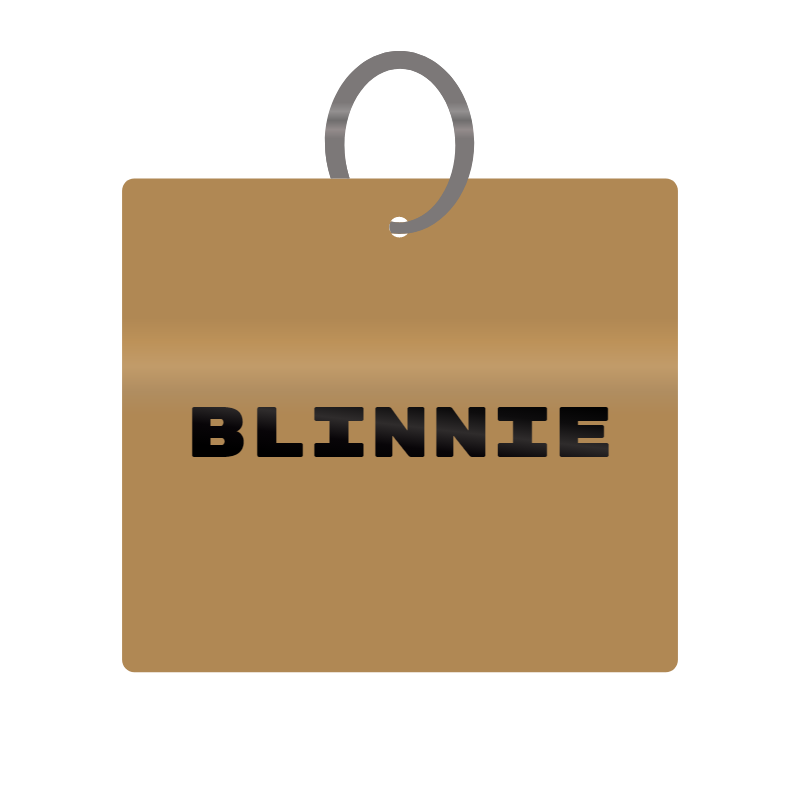 Blinnie Engraved on Keychain in MDF 4cm x 4cm x 3mm