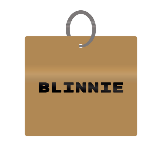 Blinnie Engraved on Keychain in MDF 4cm x 4cm x 3mm